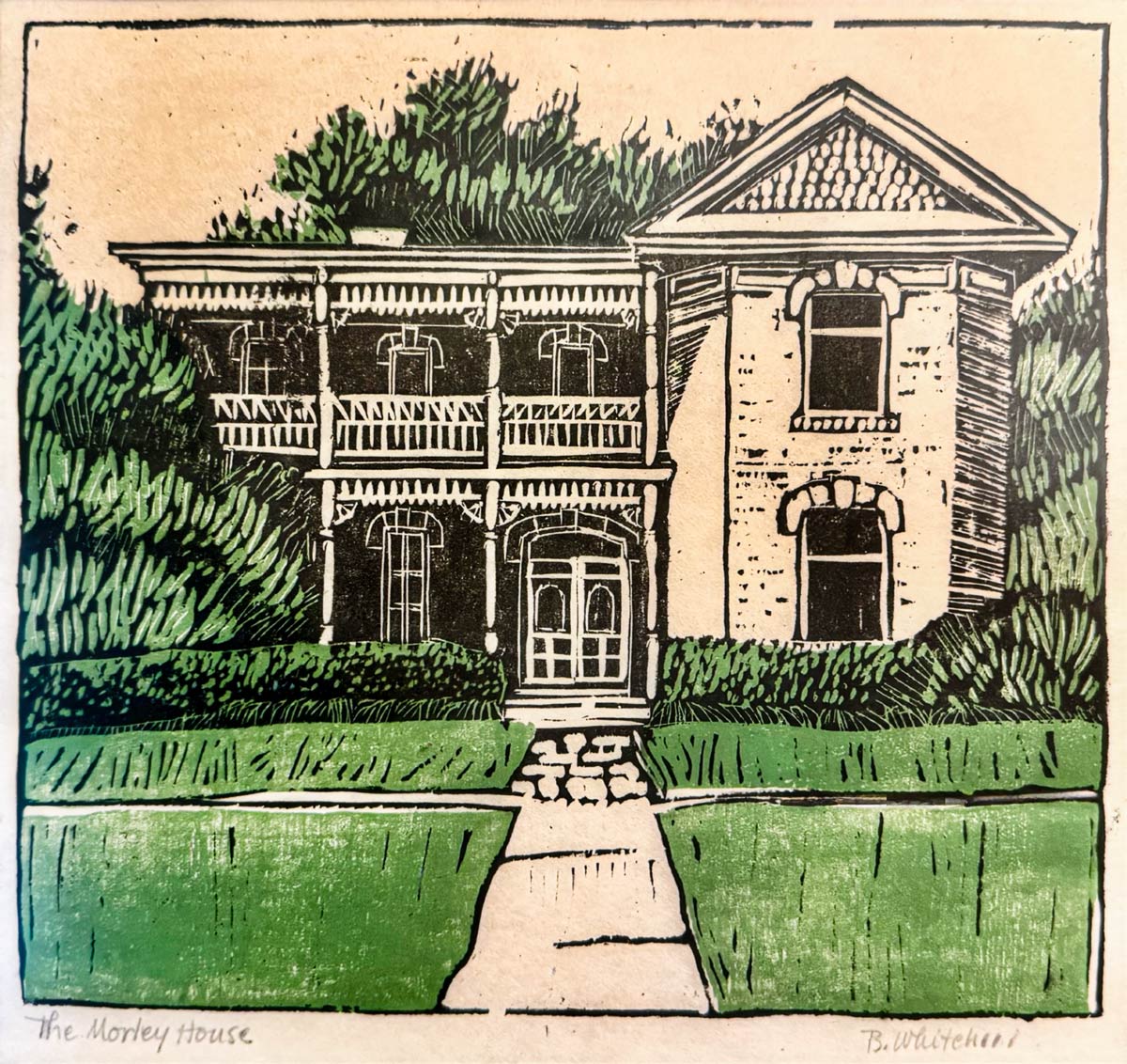 The Raymond-Morley House woodcut print